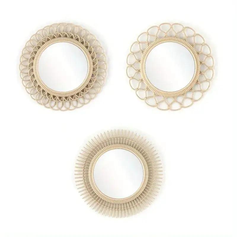 Mirror Set - Traditional Wicker Round 3 Piece by House Of Avana