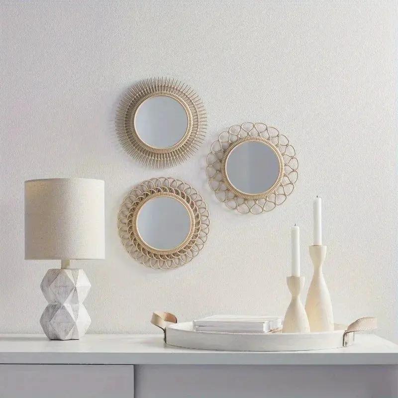 Mirror Set - Traditional Wicker Round 3 Piece by House Of Avana