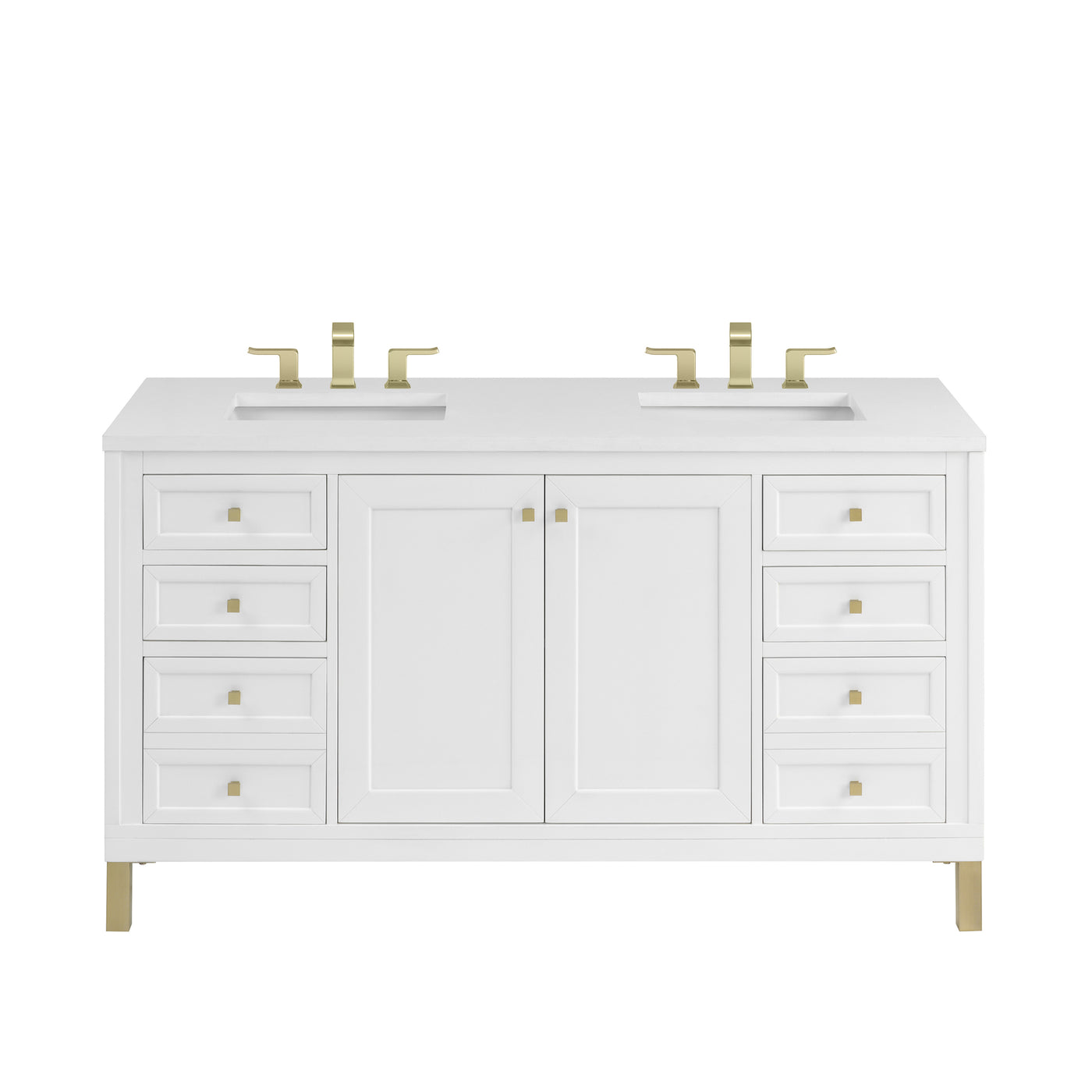 James Martin Chicago 60" Double Bathroom Vanity, Glossy White, view 40