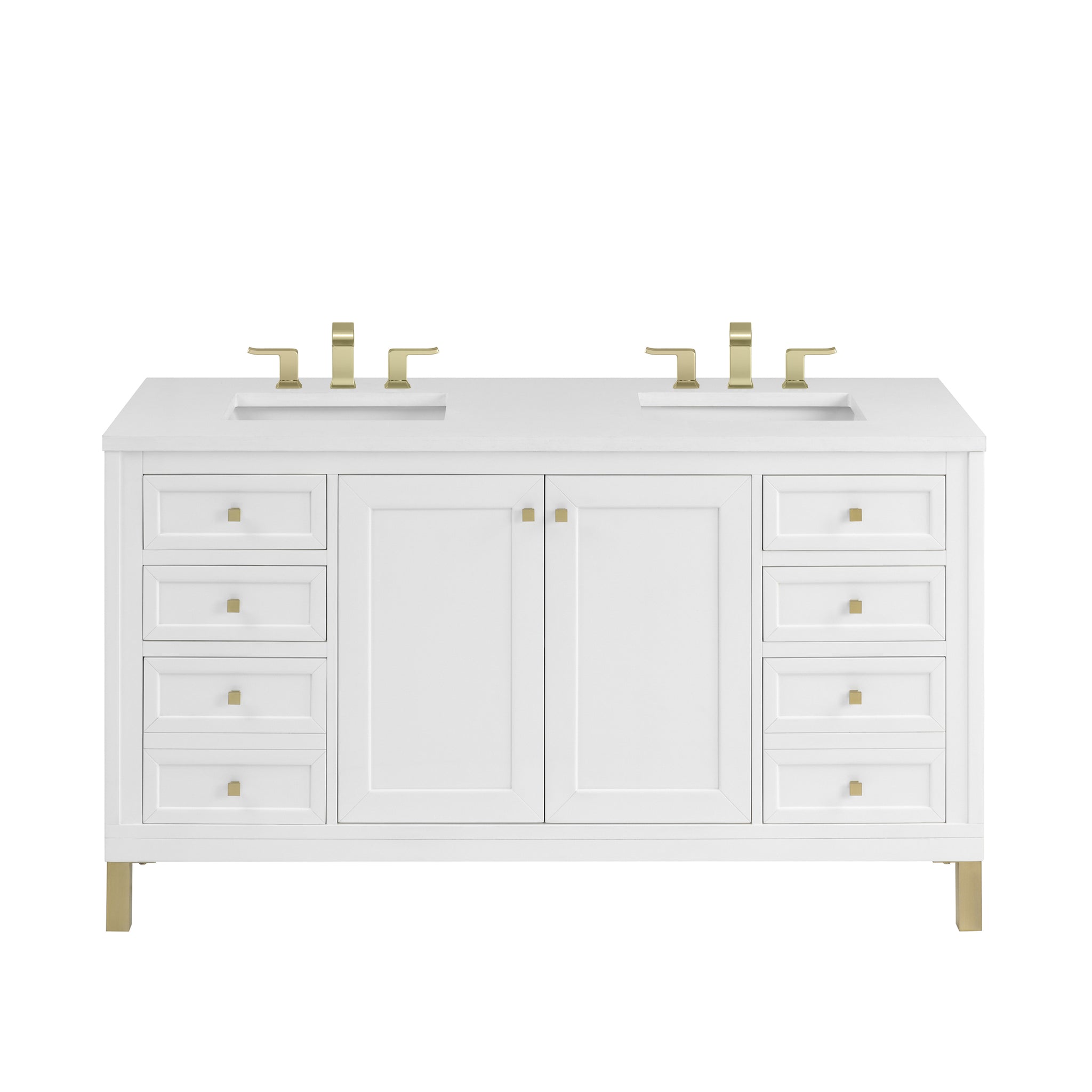 James Martin Chicago 60" Double Bathroom Vanity, Glossy White, view 40