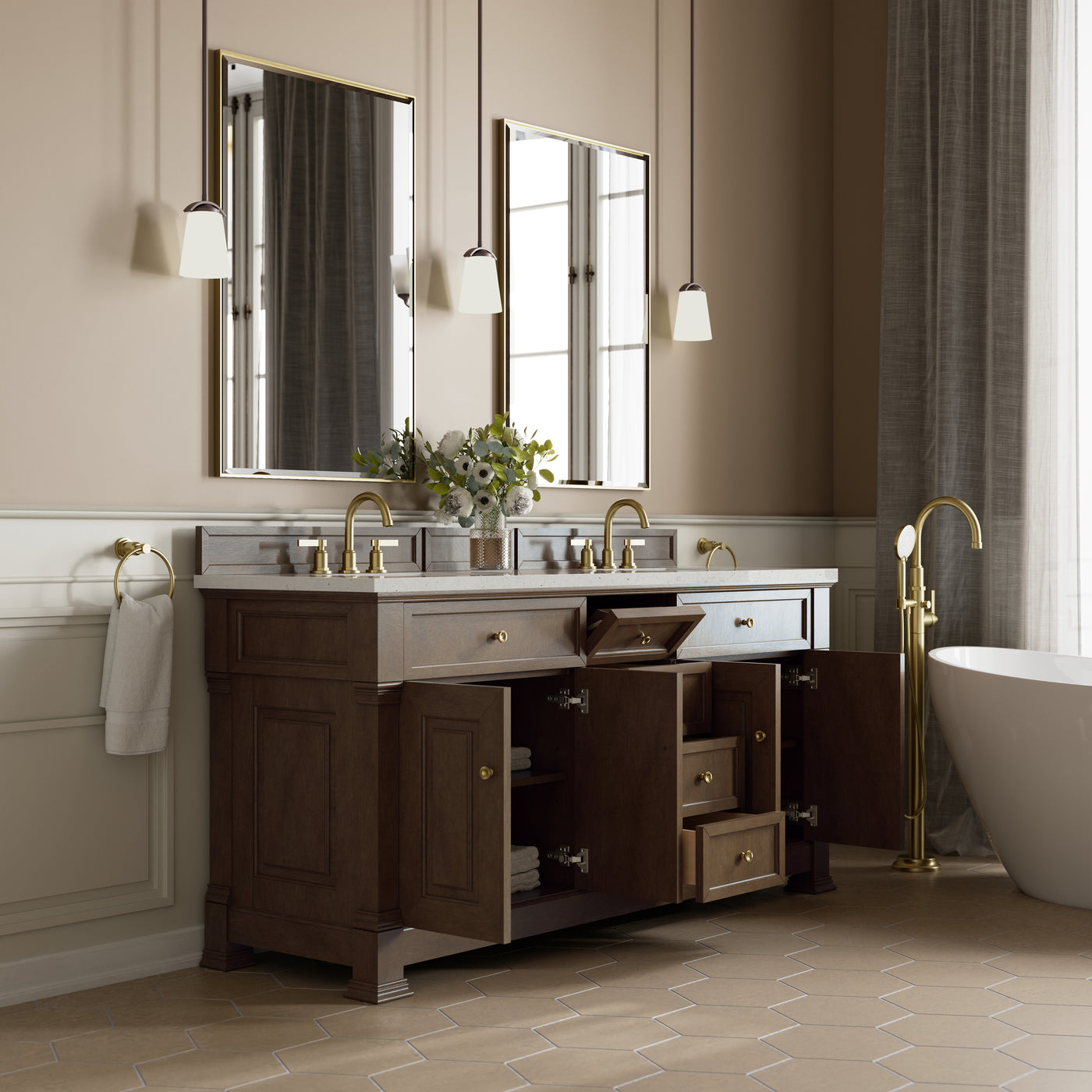 James Martin Brookfield 72" Double Bathroom Vanity, Pecan, view 19