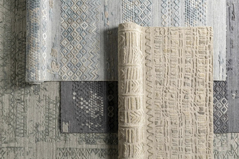 Galchutt Embossed Gray Premium Viscose&Wool Rug - Clearance by Boutique Rugs