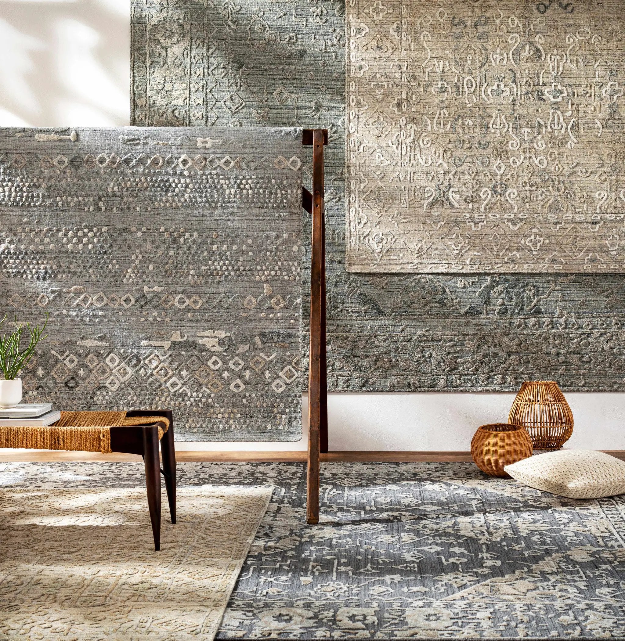 Galchutt Embossed Gray Premium Viscose&Wool Rug - Clearance by Boutique Rugs