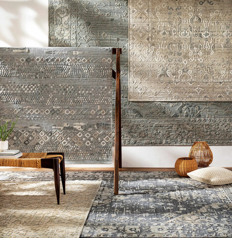 Galchutt Embossed Gray Premium Viscose&Wool Rug - Clearance by Boutique Rugs