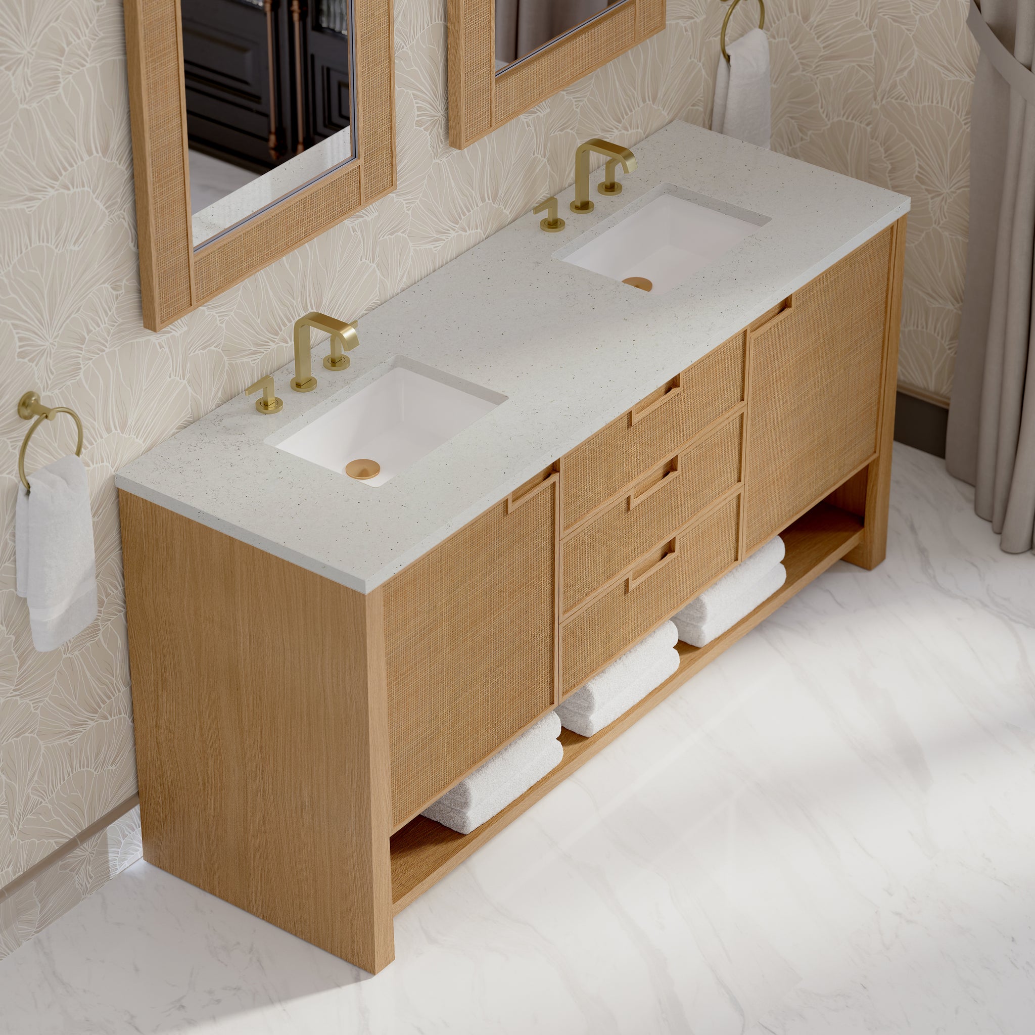 James Martin Solene 72" Double Bathroom Vanity, Seaside Oak, view 31