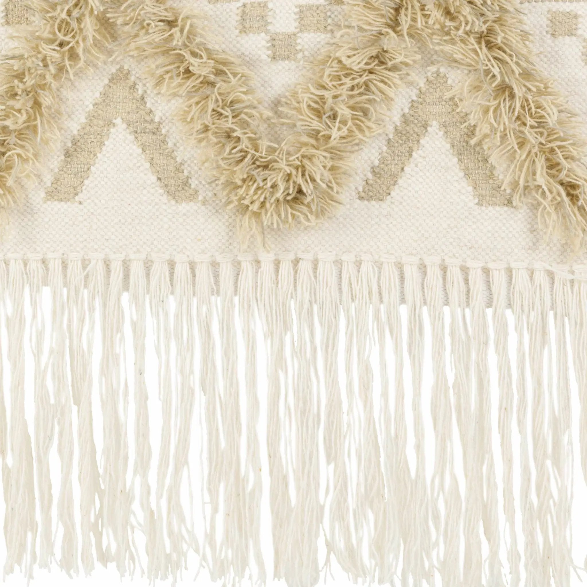 Malay Cream Diamond Fringe Wall Hanging - Clearance by Boutique Rugs
