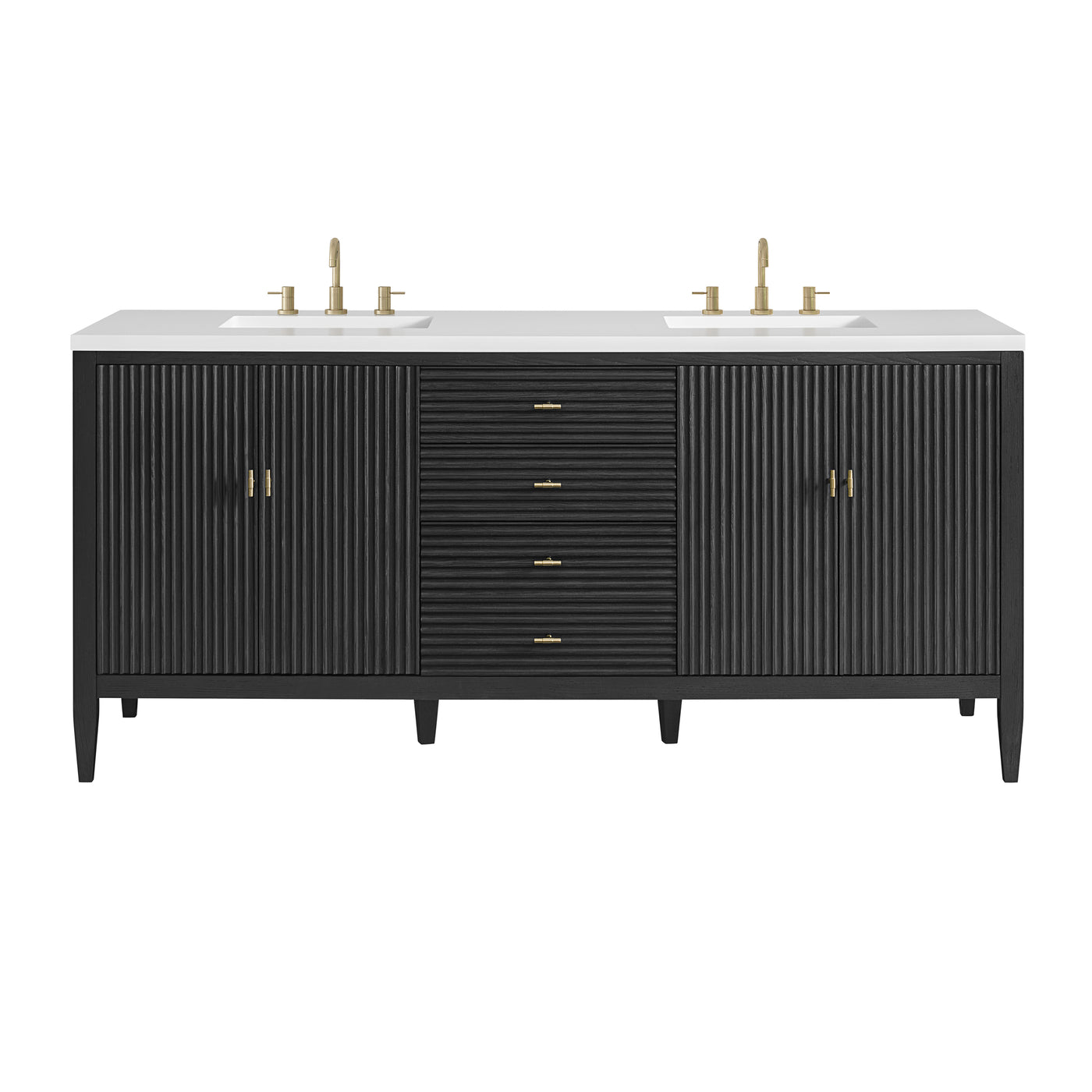 James Martin Myrrin 72" Single Bathroom Vanity, Carbon Oak, cabinet without a countertop