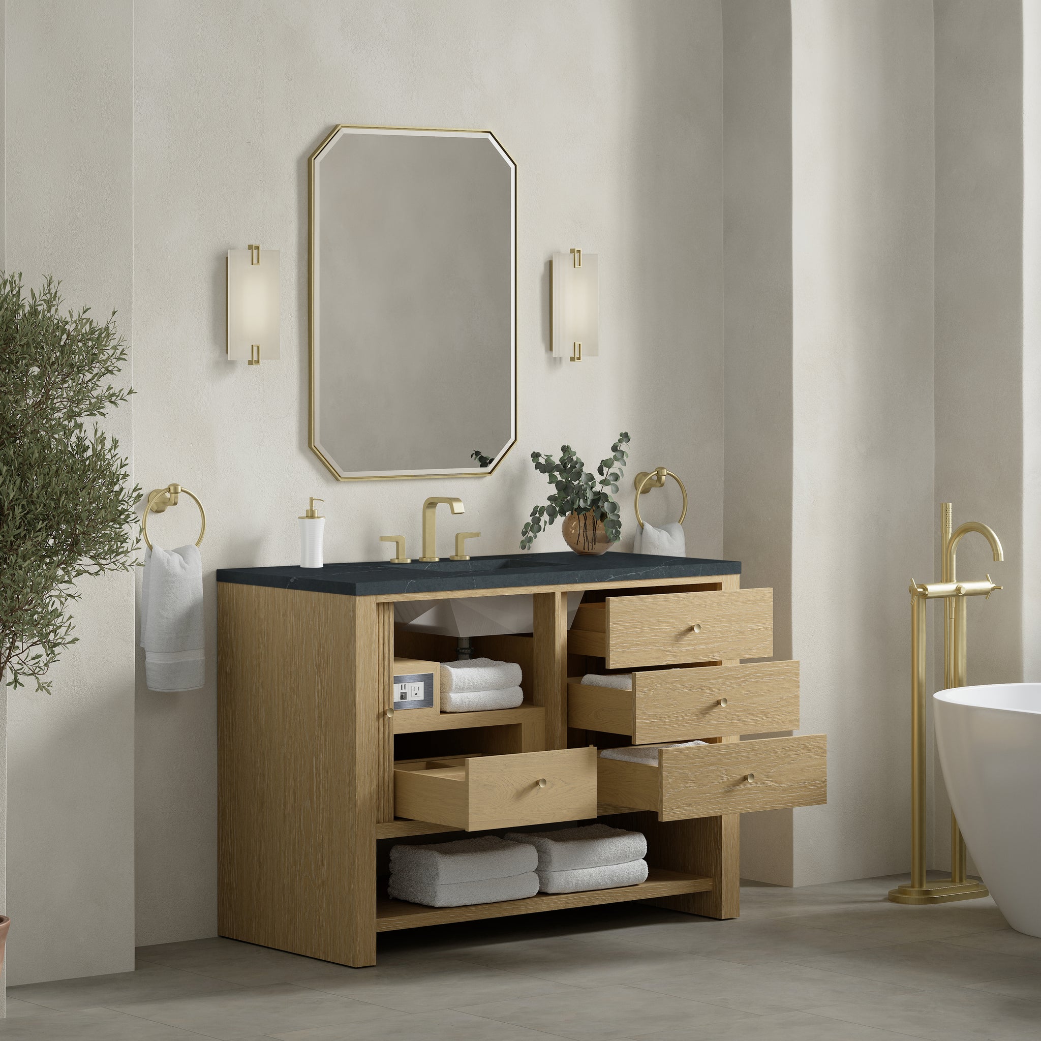 James Martin Marigot 48" Single Bathroom Vanity, Sunwashed Oak, view 34