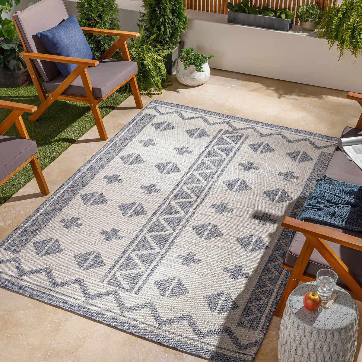 Mangoso Gray Outdoor Area Rug - Clearance, installed in a room