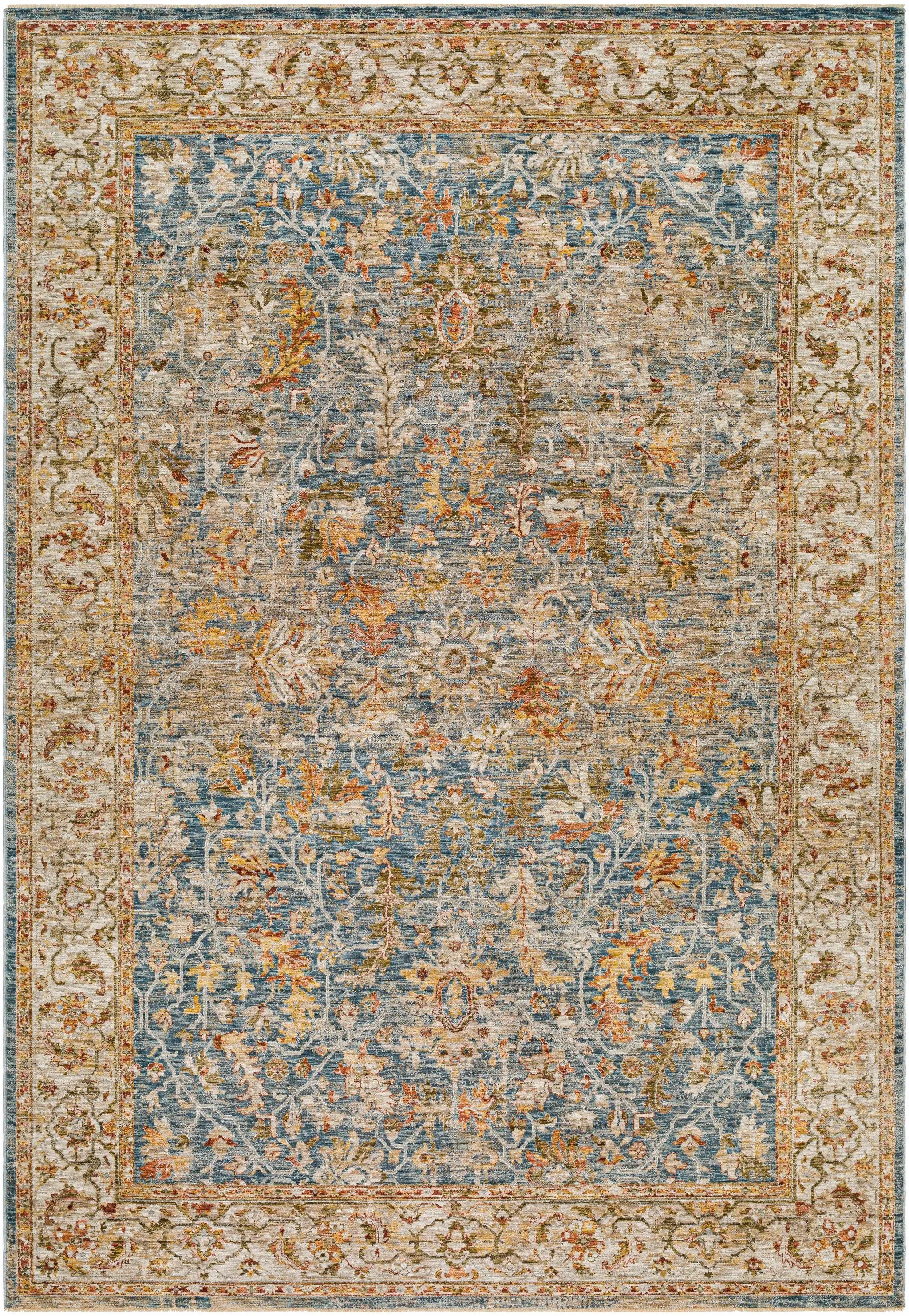 Asabi Blue Textured Rug with Fringes by Boutique Rugs