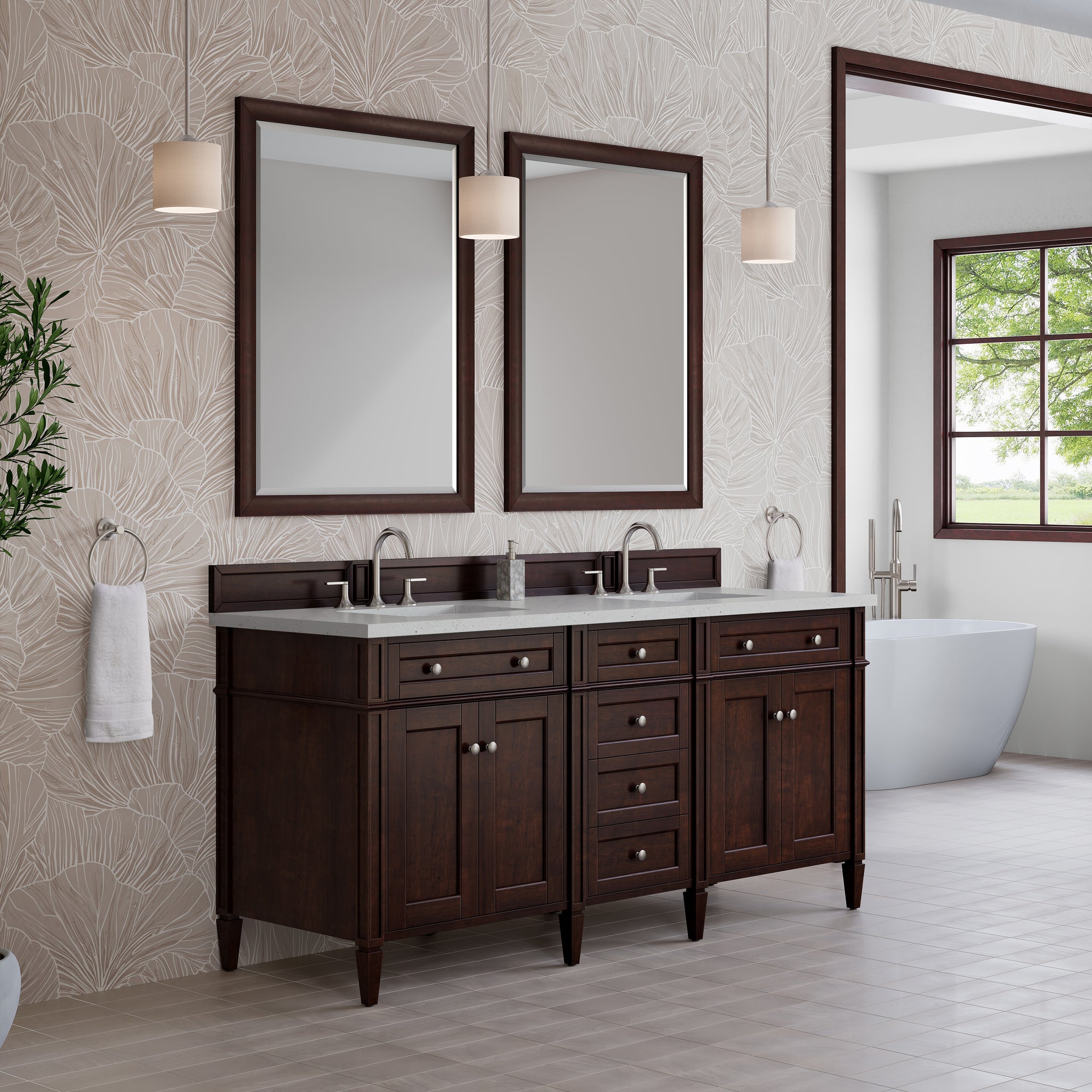 James Martin Brittany 72" Double Bathroom Vanity, Burnished Mahogany, view 27