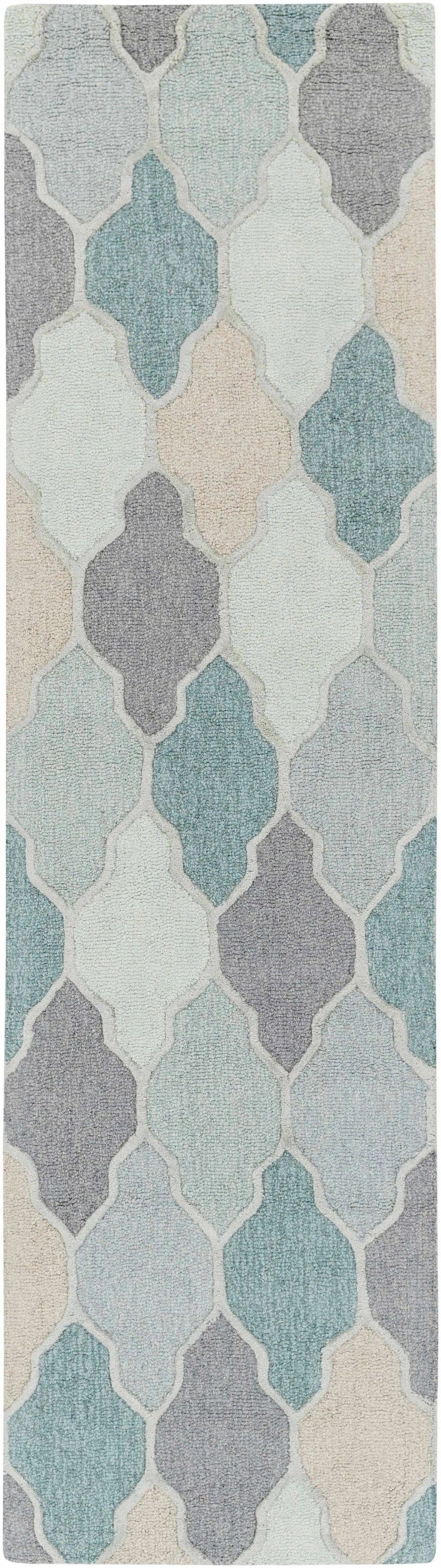Monteview Sage&Teal Geometric Wool Rug - Clearance by Boutique Rugs