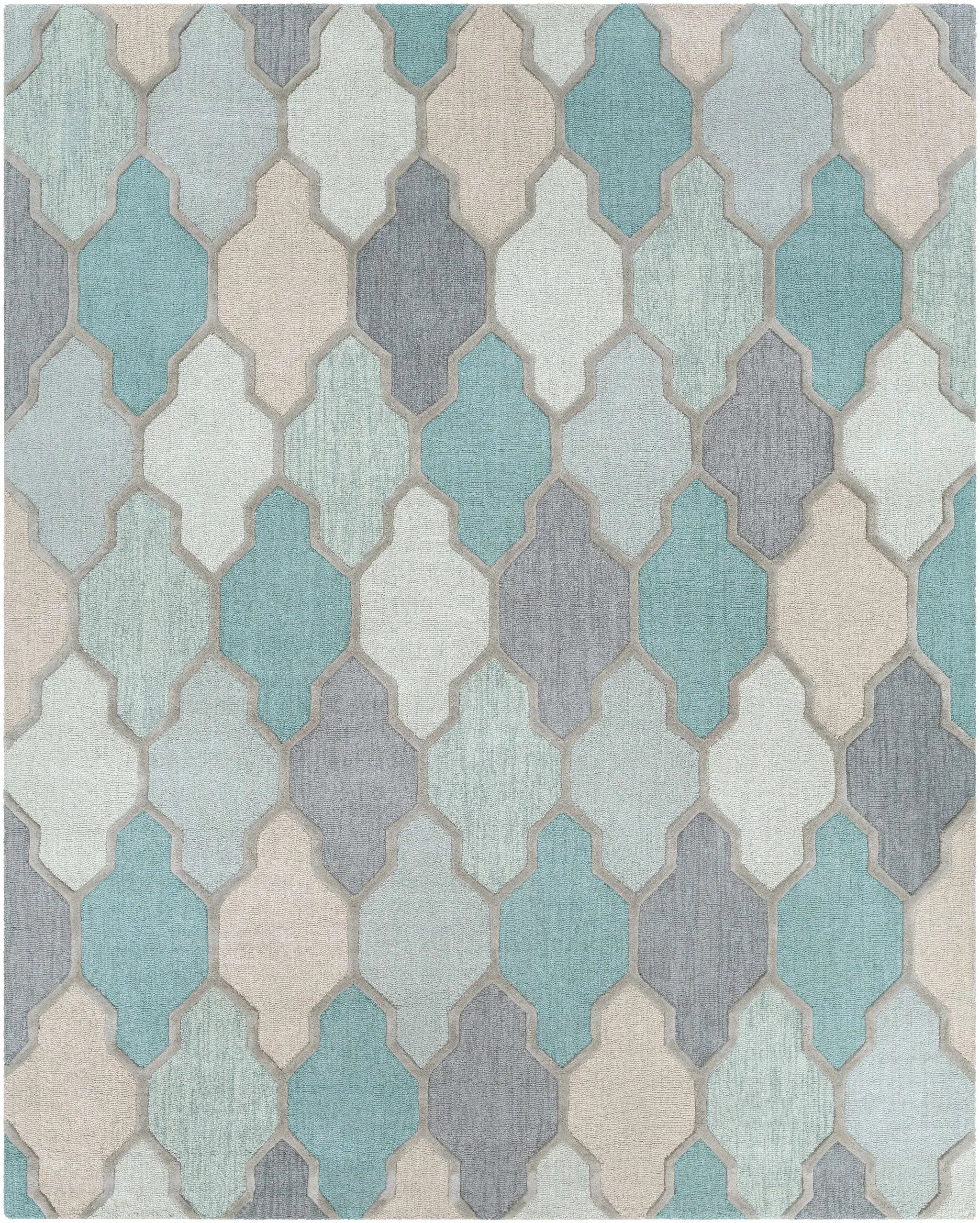 Monteview Sage&Teal Geometric Wool Rug - Clearance by Boutique Rugs