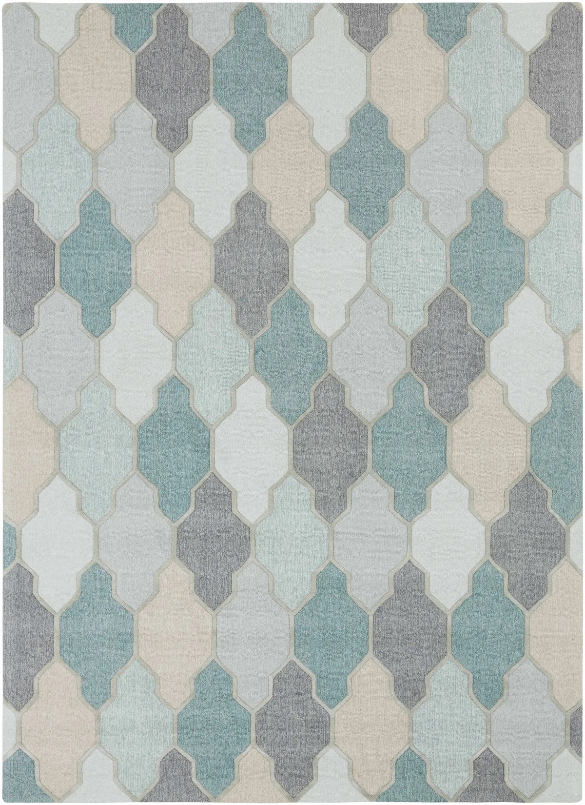 Monteview Sage&Teal Geometric Wool Rug - Clearance