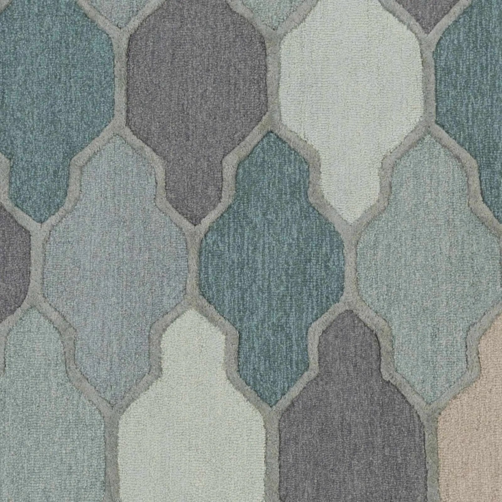 Monteview Sage&Teal Geometric Wool Rug - Clearance by Boutique Rugs