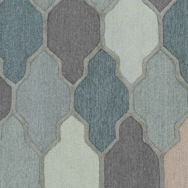 Monteview Sage&Teal Geometric Wool Rug - Clearance by Boutique Rugs