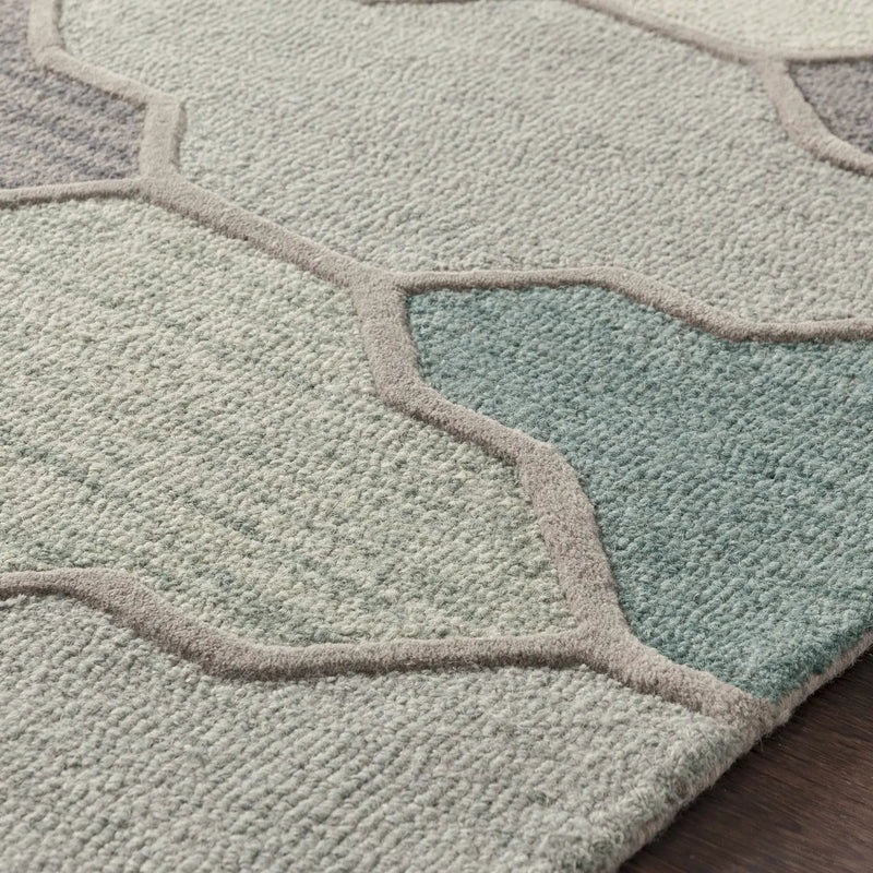 Monteview Sage&Teal Geometric Wool Rug - Clearance by Boutique Rugs