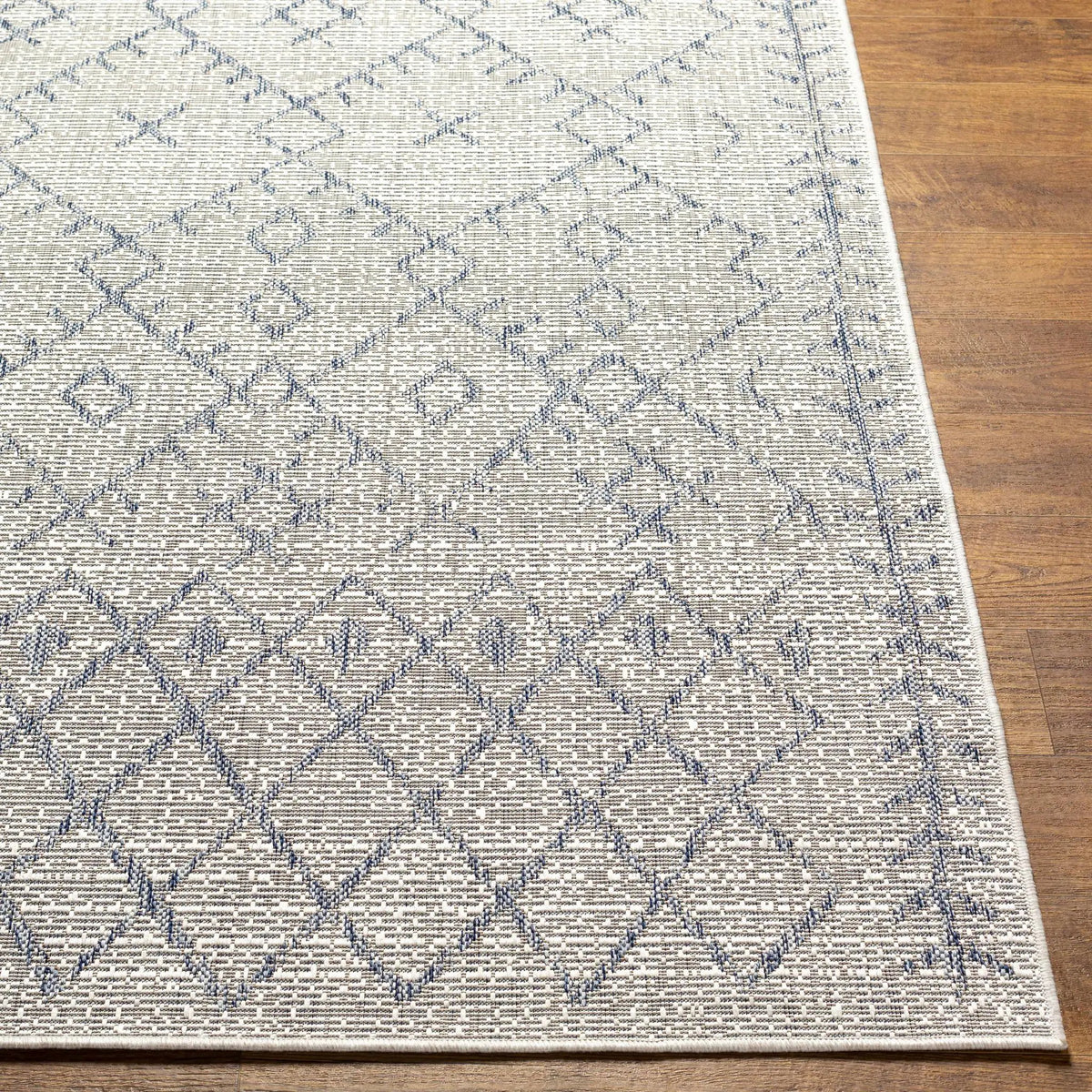 Maunawili Blue Detailed Gray Outdoor Rug - Clearance, photo 5 of 12