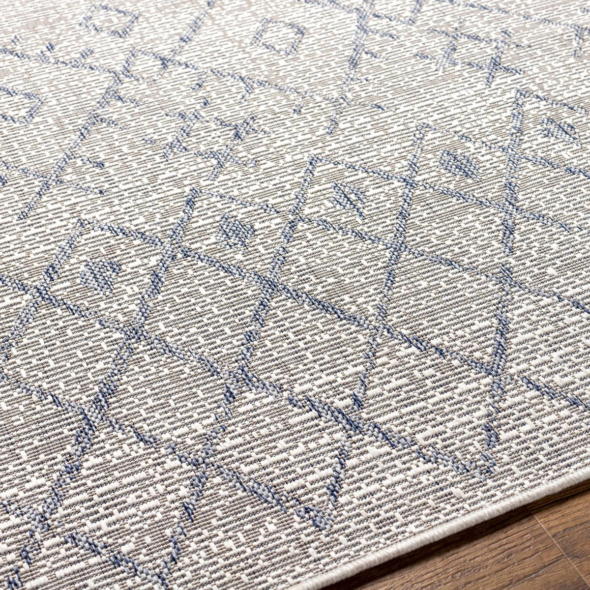 Maunawili Blue Detailed Gray Outdoor Rug - Clearance, photo 3 of 12