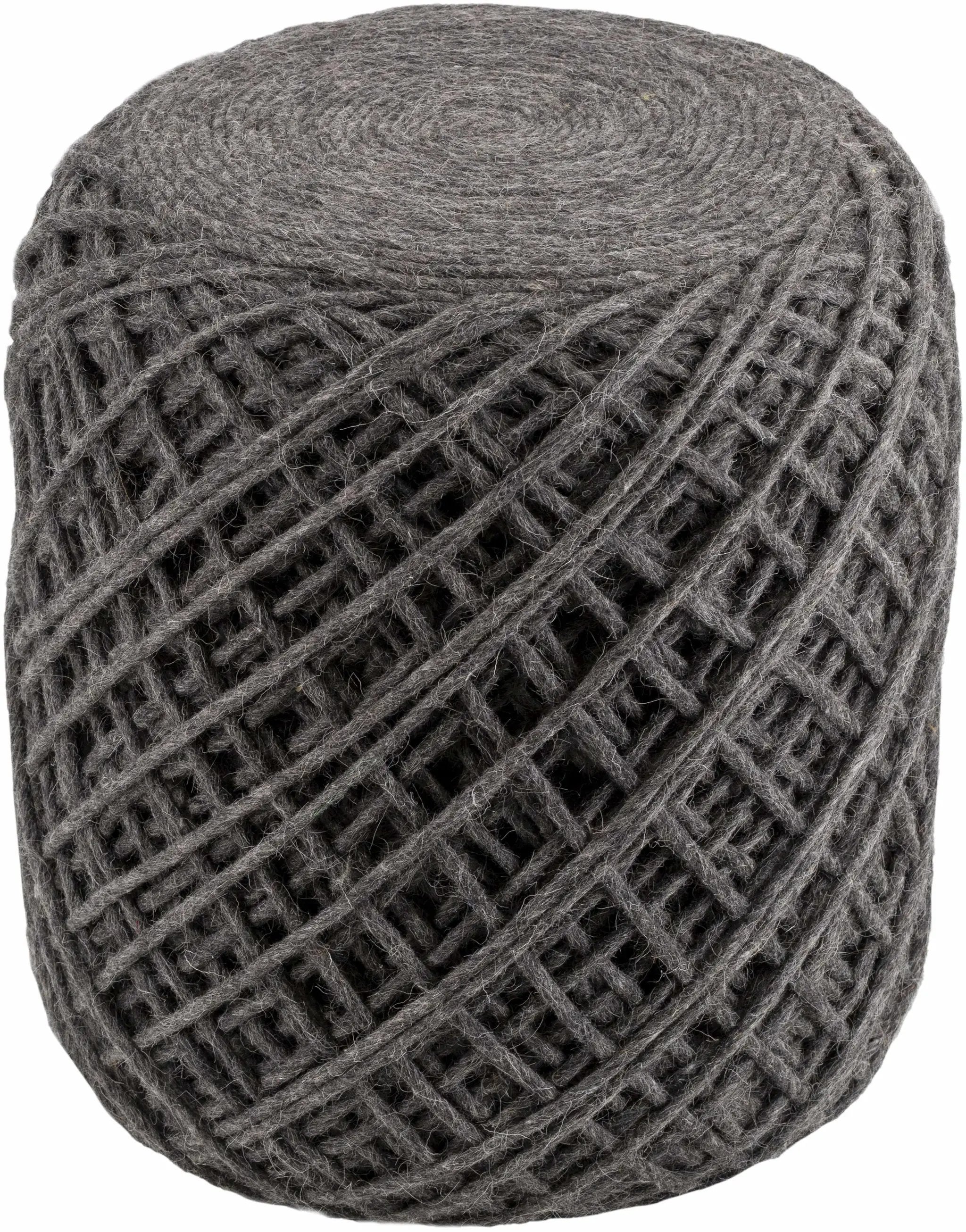 Moapa Charcoal Wool Pouf by Boutique Rugs