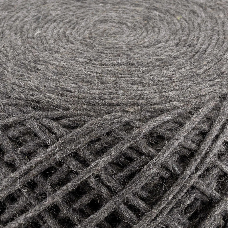 Moapa Charcoal Wool Pouf by Boutique Rugs