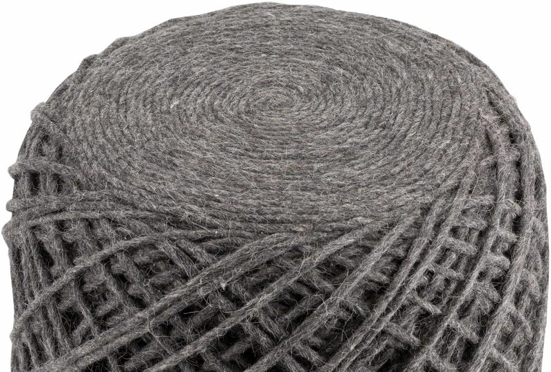Moapa Charcoal Wool Pouf by Boutique Rugs