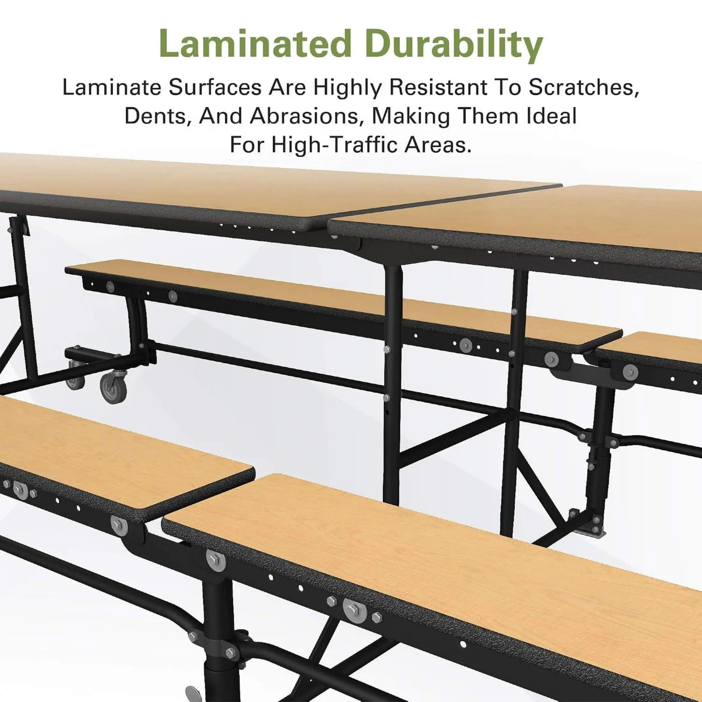 Mobile School Cafeteria Table With Benches And Lift Assist System (SAK39215) by SAKSBY WHOLESALE