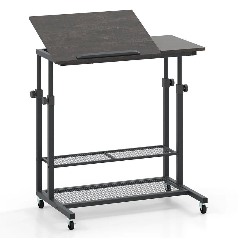 Mobile Stand up Desk Height Adjustable Standing Table with Tilting Tabletop by DirectDeals