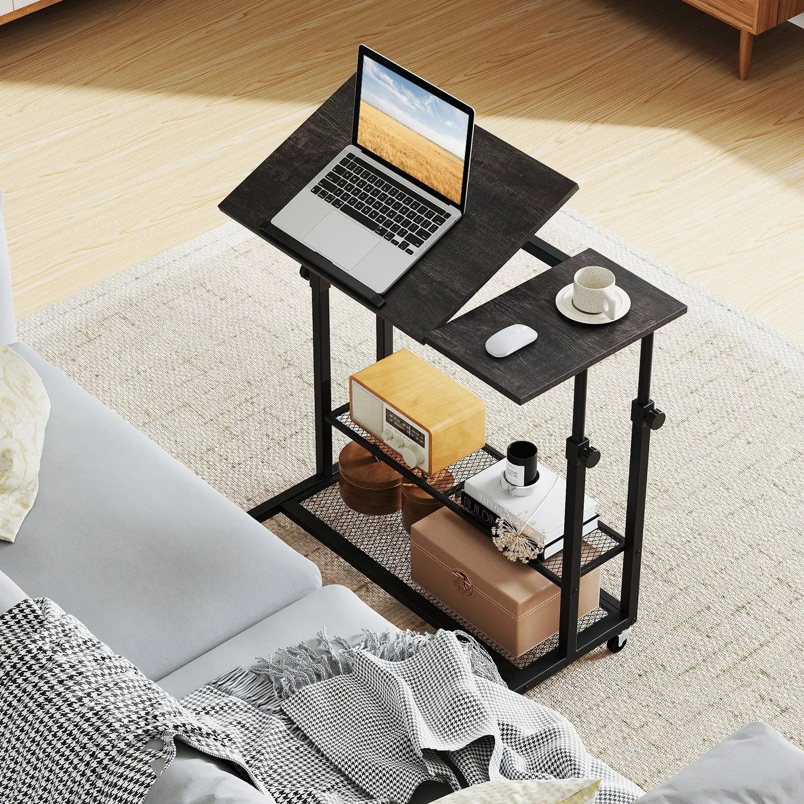 Mobile Stand up Desk Height Adjustable Standing Table with Tilting Tabletop by DirectDeals
