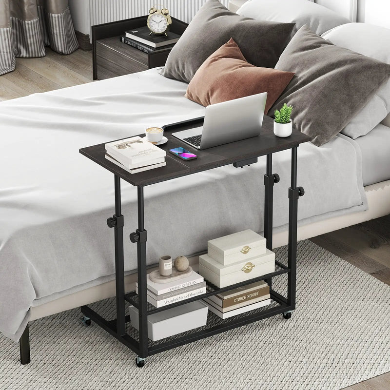 Mobile Stand up Desk Height Adjustable Standing Table with Tilting Tabletop by DirectDeals