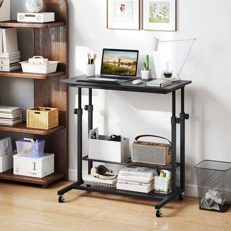 Mobile Stand up Desk Height Adjustable Standing Table with Tilting Tabletop by DirectDeals