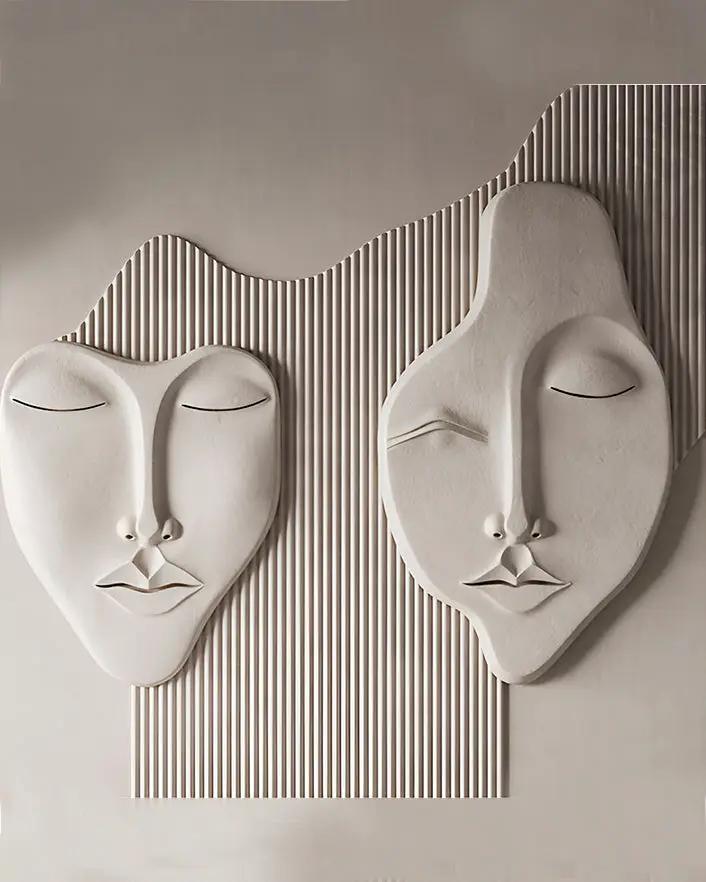 Wabi-Sabi 3D Face Wall Relief Art