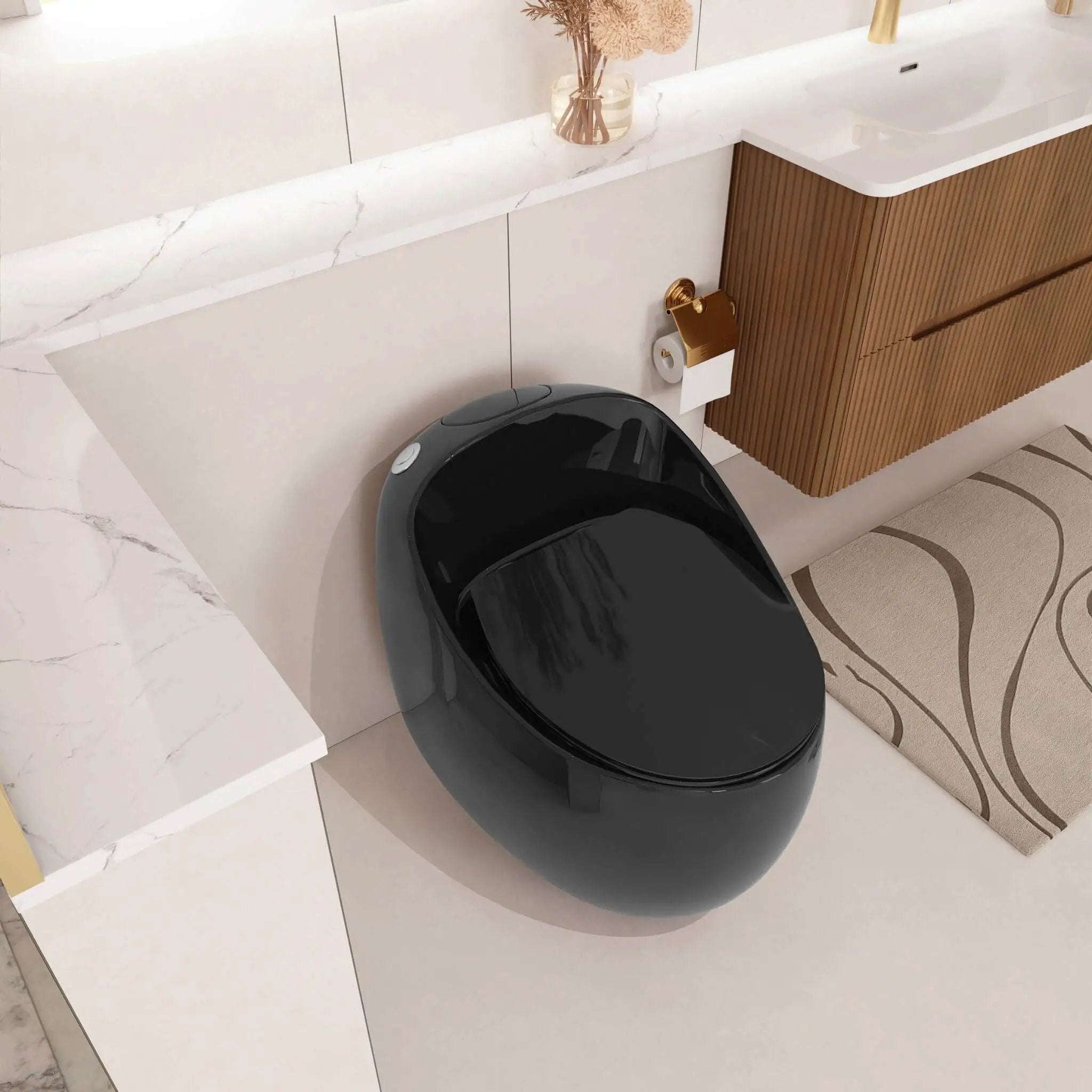 Nuvia Modern 1.28 GPF Single Flush 1-Piece Ceramic Egg-Shaped Toilet (SAK93341) by SAKSBY WHOLESALE