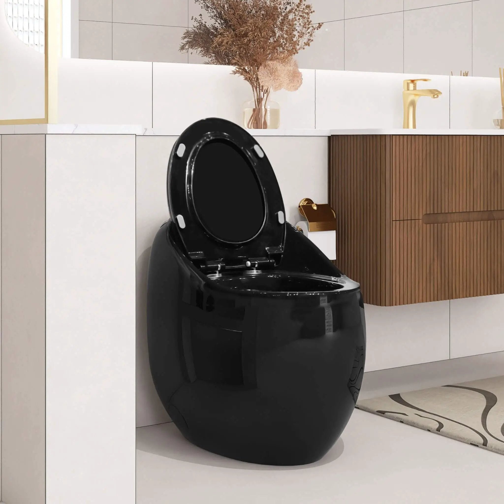 Nuvia Modern 1.28 GPF Single Flush 1-Piece Ceramic Egg-Shaped Toilet (SAK93341) by SAKSBY WHOLESALE