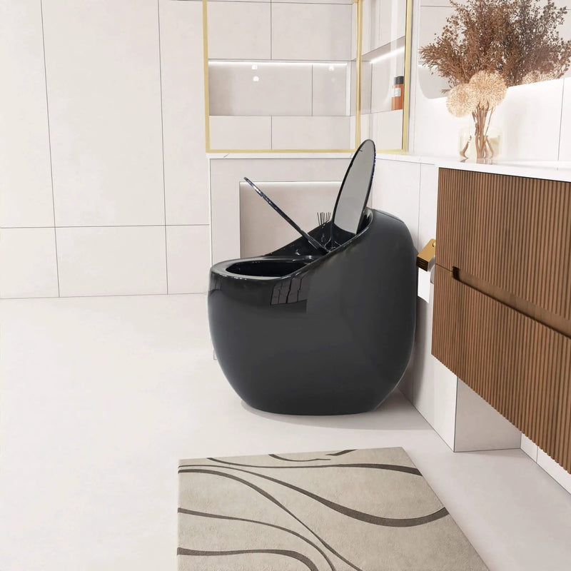 Nuvia Modern 1.28 GPF Single Flush 1-Piece Ceramic Egg-Shaped Toilet (SAK93341) by SAKSBY WHOLESALE