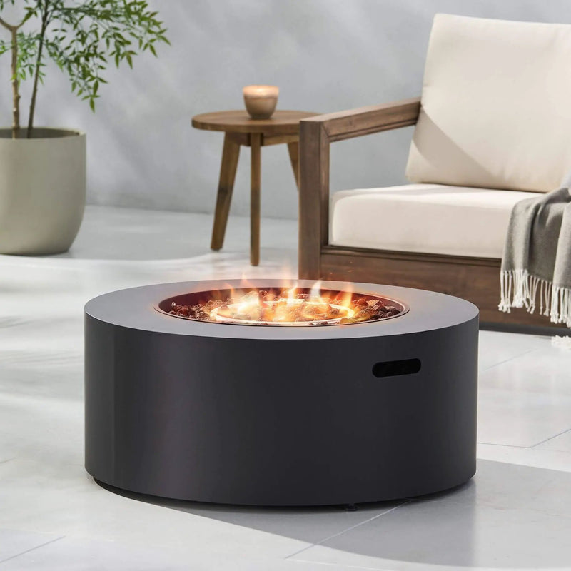 Alora Modern 32-Inch 40K BTU Round Iron Propane Fire Pit (SAK29102) by SAKSBY WHOLESALE
