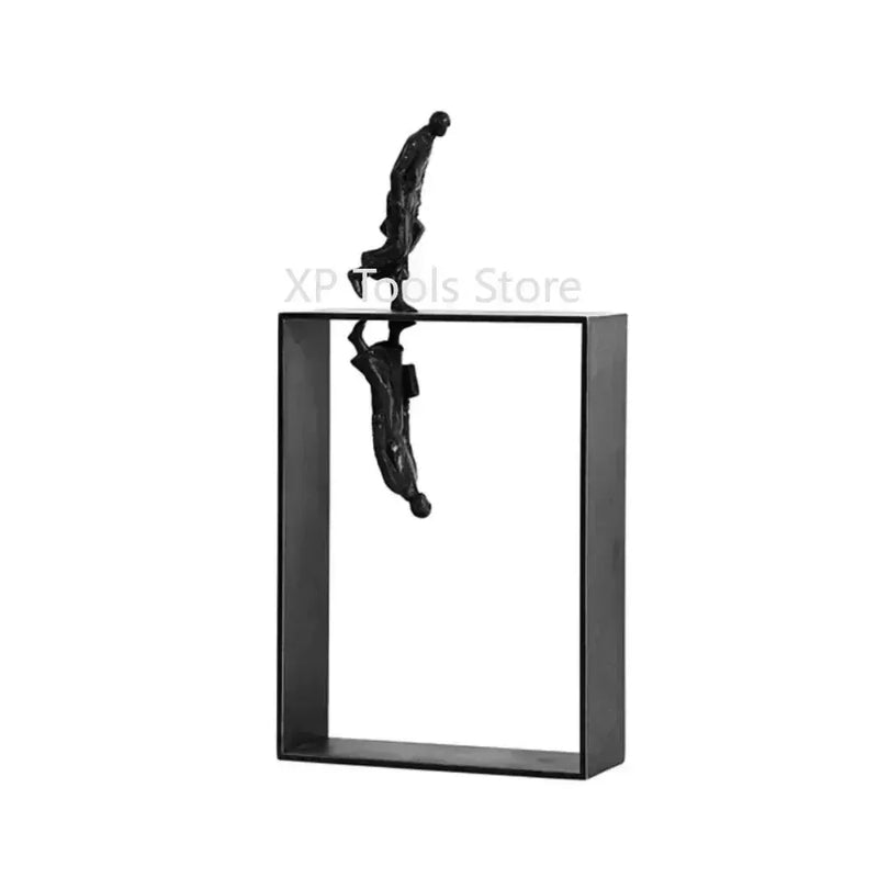 Modern Abstract Statue Black Metal Framed Figures for Your Home by House Of Avana