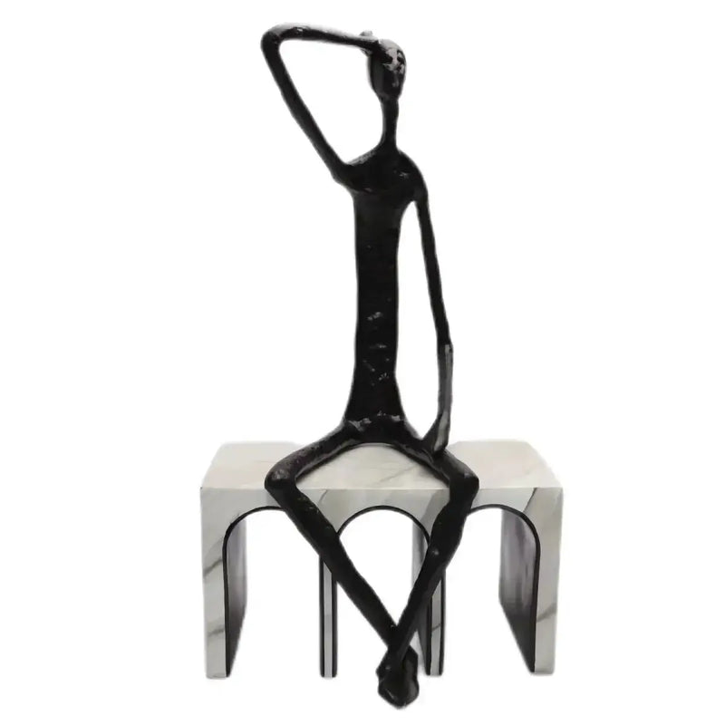 Abstract Black Iron Figure Sculptures Set of 3 Shelf Sitters for Home by House Of Avana