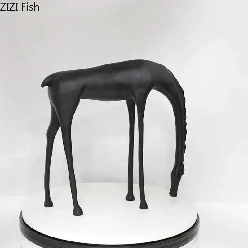 Modern Minimalist Black Horse Sculpture Decorative Figurine by House Of Avana