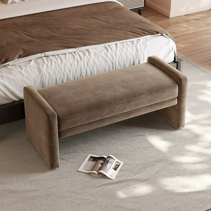Modern Brown Entrance Shoe Changing Stool with Storage - Multifunctional Soft Seat Bench with Shoe Storage Compartment, Space-Saving Design for Entryway, Living Room, Bedroom, Hallway - Contemporary Minimalist Stool with Cush by House Of Avana