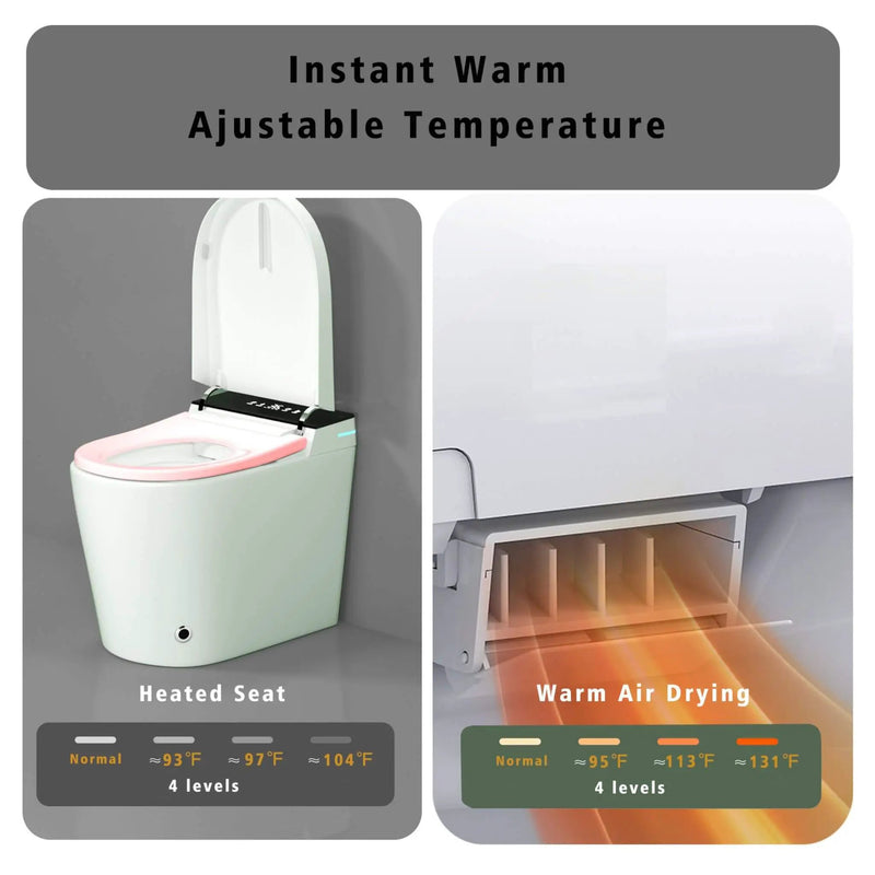 Nuvia Modern Compact Smart Tankless Toilet With Bidet, Auto Open, Auto Flush, Heated Seat And Air Dryer (SAK51990) by SAKSBY WHOLESALE