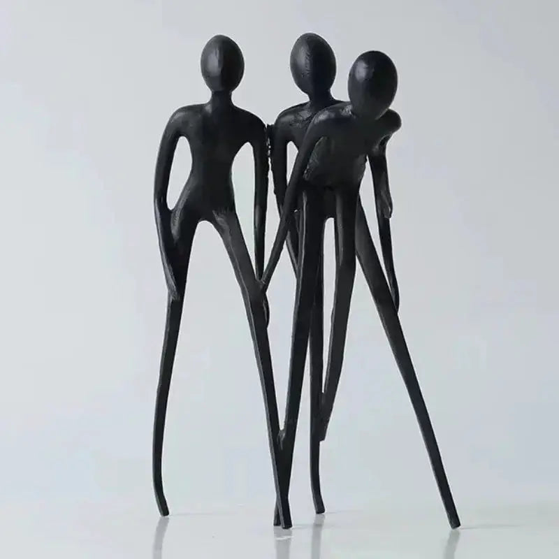 Abstract Human Sculpture Matte Black Iron Trio for Your Living Room by House Of Avana