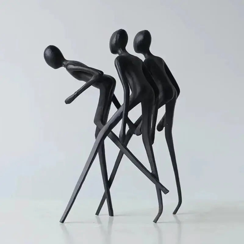 Abstract Human Sculpture Matte Black Iron Trio for Your Living Room by House Of Avana