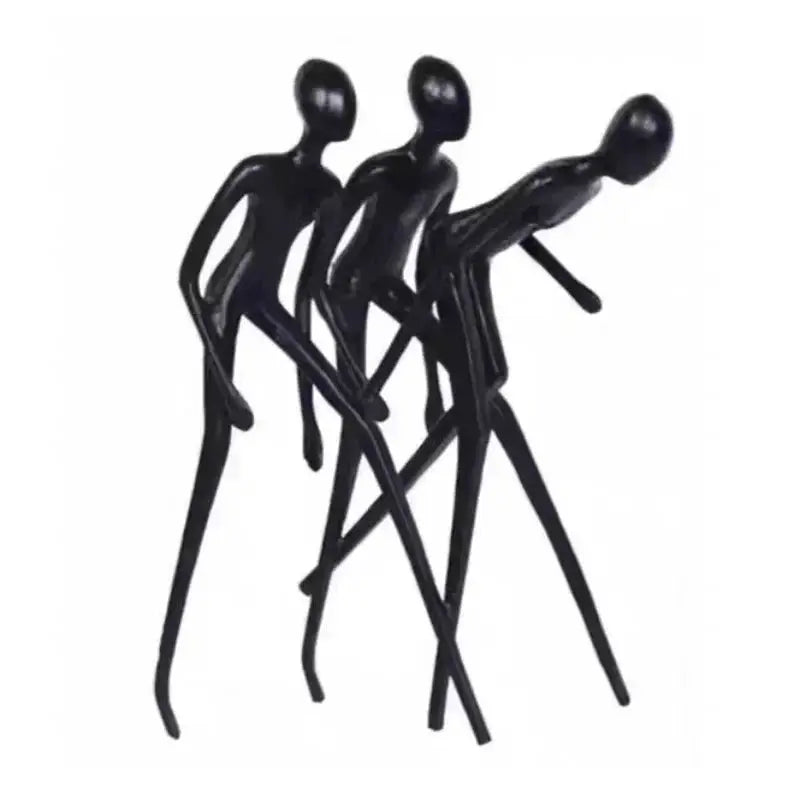 Abstract Human Sculpture Matte Black Iron Trio for Your Living Room by House Of Avana
