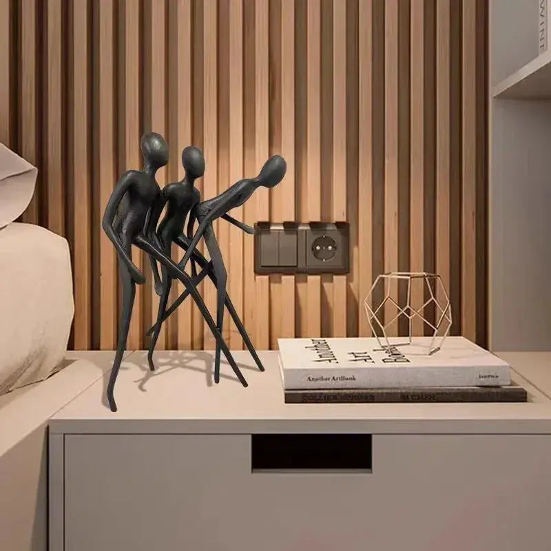 Abstract Human Sculpture Matte Black Iron Trio for Your Living Room by House Of Avana