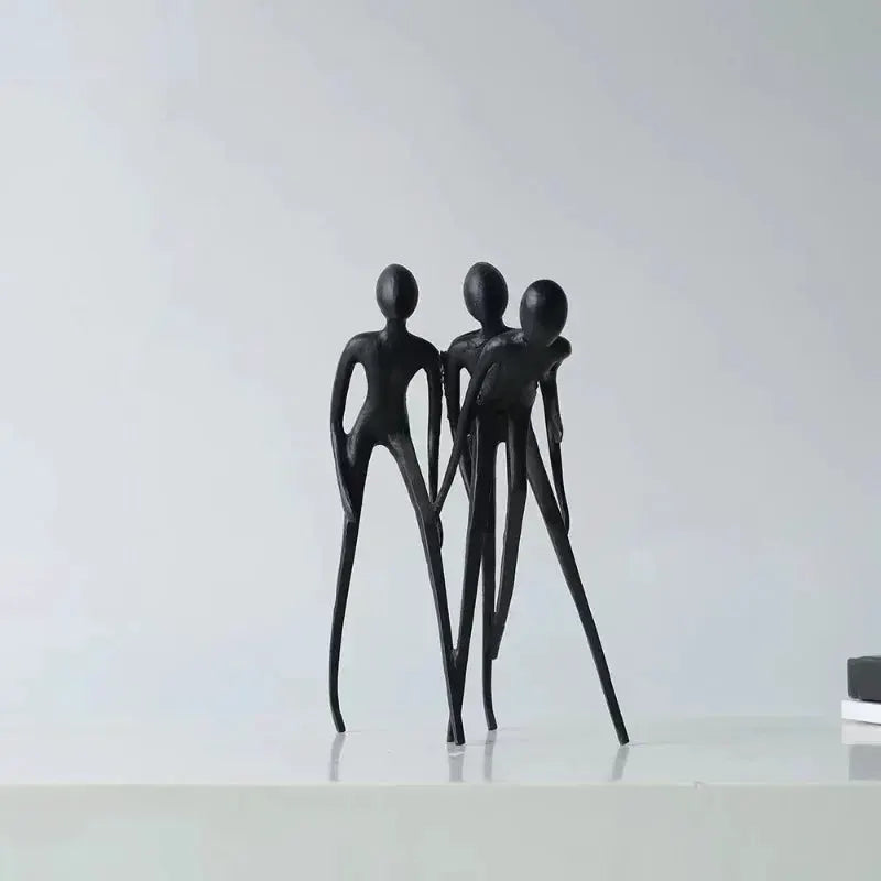 Abstract Human Sculpture Matte Black Iron Trio for Your Living Room by House Of Avana
