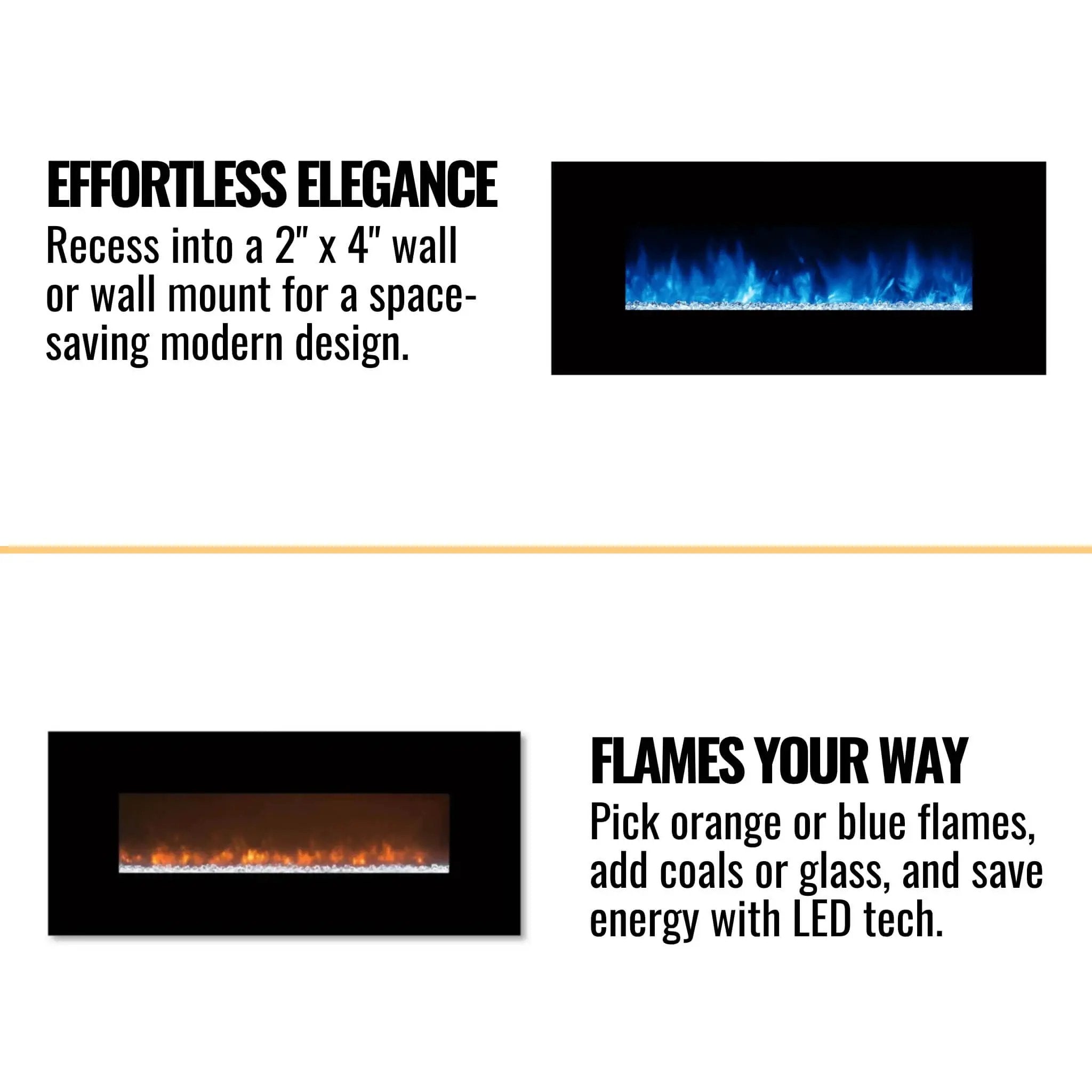 Modern Flames Ambiance 60-Inch Built-In Electric Fireplace With LED Flame Technology [AL60CLX2-G] (SAK12890) by SAKSBY WHOLESALE