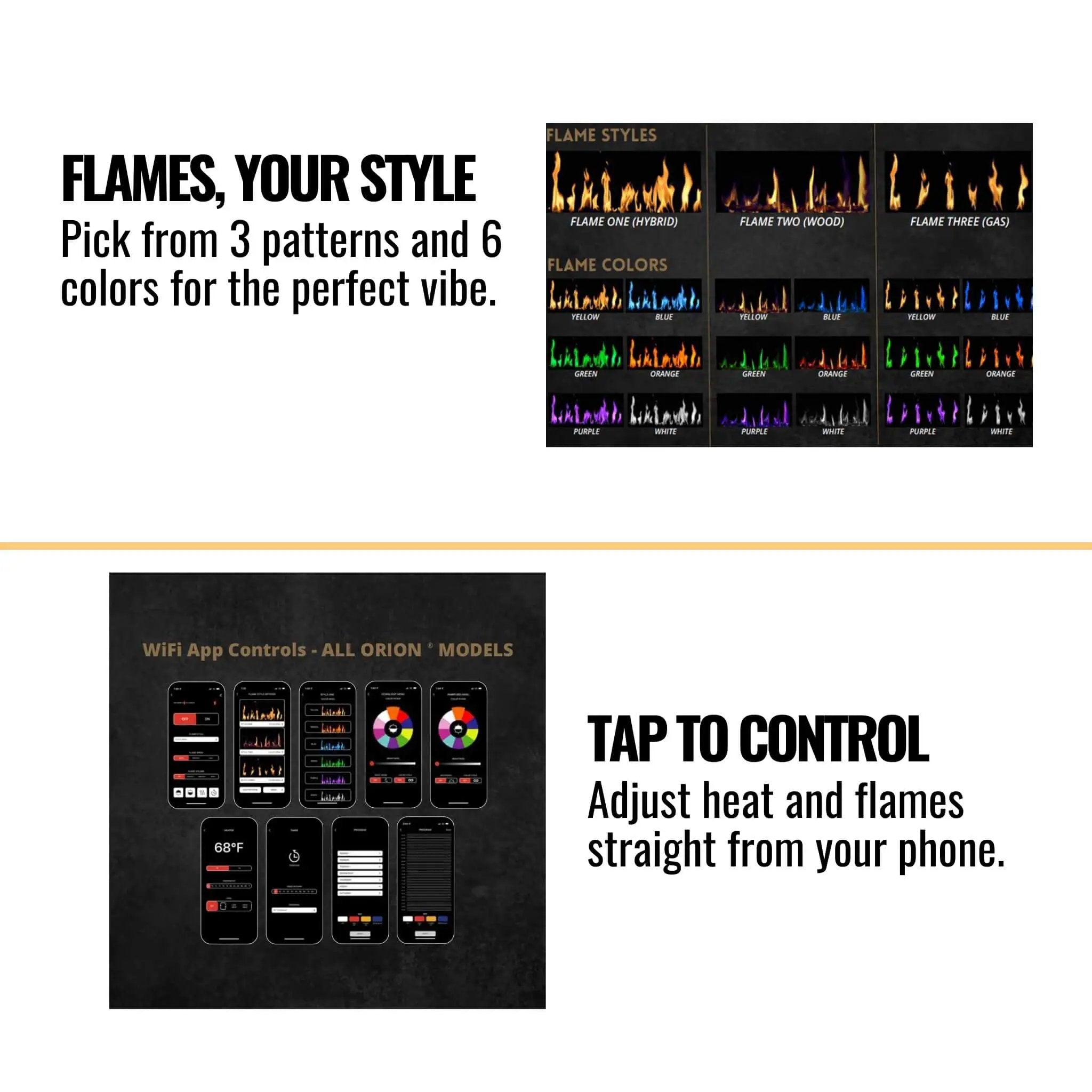 Modern Flames Orion Slim 76-Inch Heliovision Single-Sided Electric Fireplace [OR76-SLIM] (SAK41935) by SAKSBY WHOLESALE