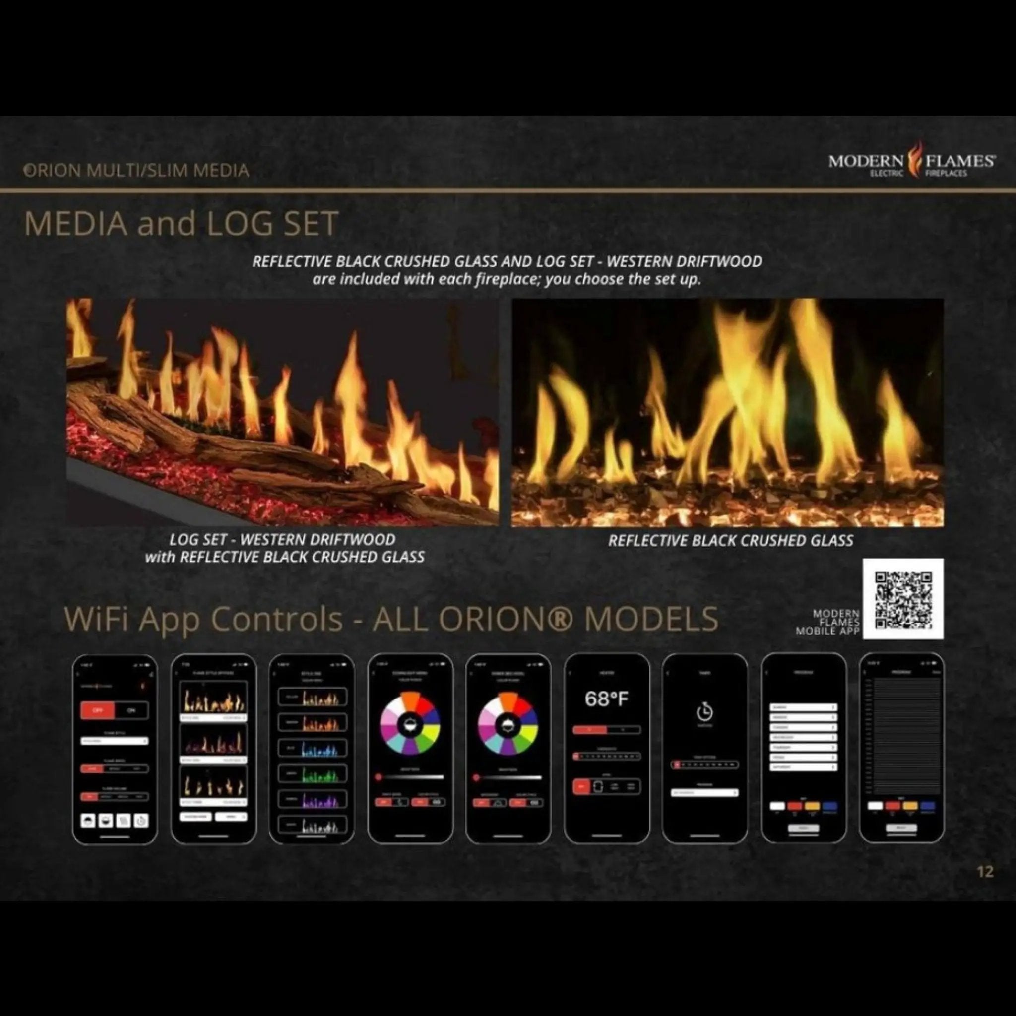 Modern Flames Orion Slim 76-Inch Heliovision Single-Sided Electric Fireplace [OR76-SLIM] (SAK41935) by SAKSBY WHOLESALE
