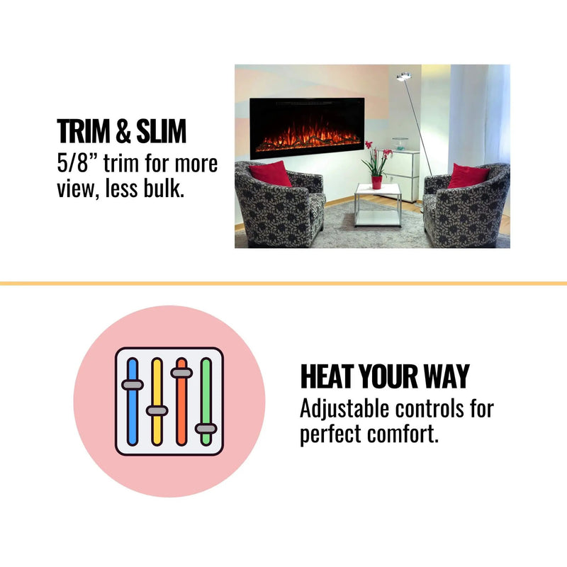 Modern Flames Spectrum Slimline 50-Inch Wall Mount Linear Electric Fireplace [SPS-50B] (SAK69230) by SAKSBY WHOLESALE